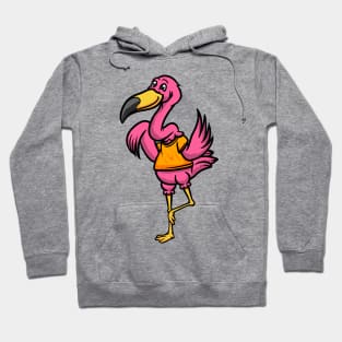 Cute Anthropomorphic Human-like Cartoon Character Flamingo in Clothes Hoodie